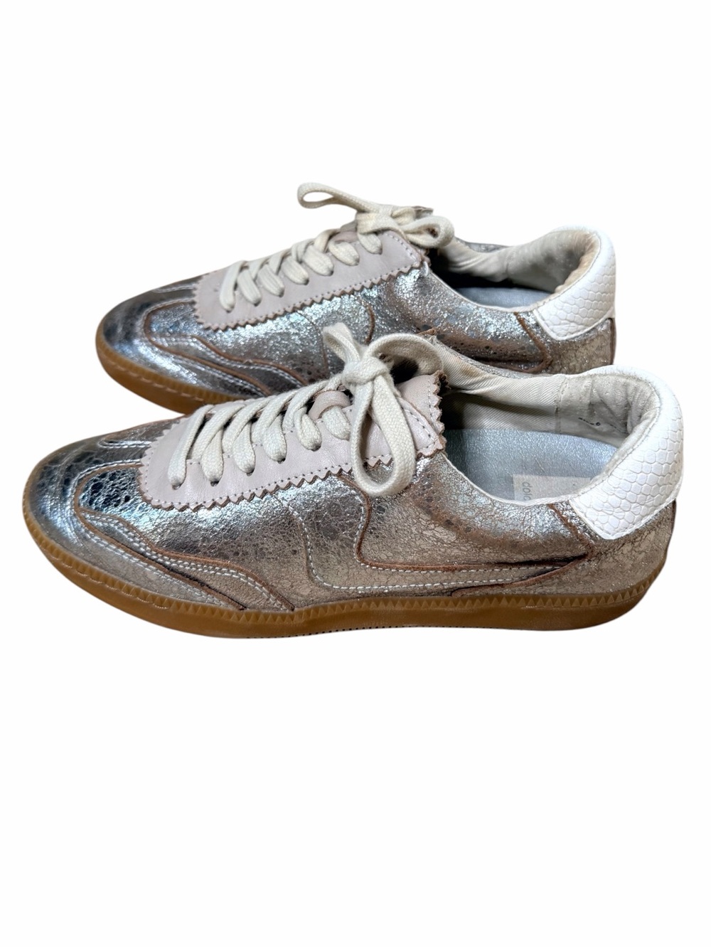 Dolce Vita Notice Silver Distressed Leather Sneaker.